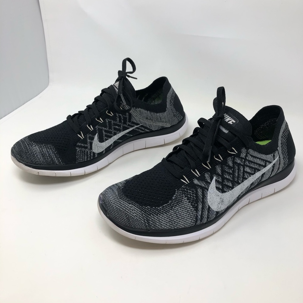 Nike Free 4.0 Flyknit Running Shoes Black White 11
